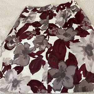 H&M Floral A-Line Skirt - Burgundy and Gray